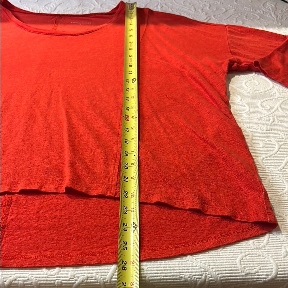 Eileen Fisher Scarlet Red/orange Blouse. Large Linen - Picture 6 of 8